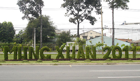Saigon gateway decorated to welcome Tet